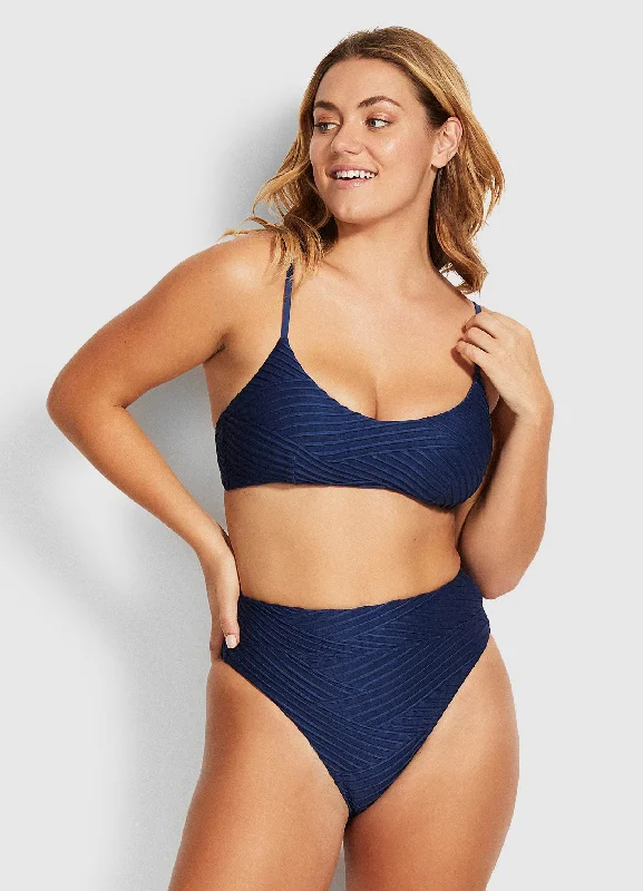 Limited Quantity Fresh Water Hi Rise Wide Band Bikini Pants - Blue Opal