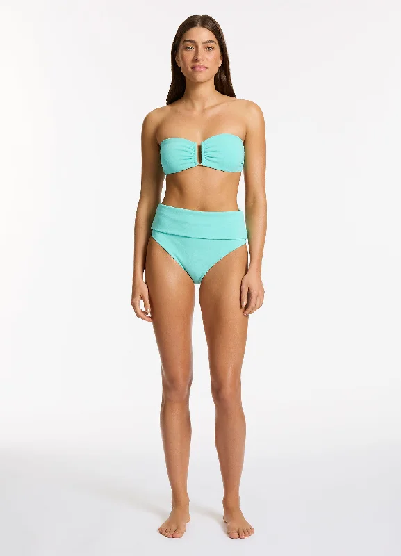 Overstock Isla Rib Fold Down High Waisted Bikini Bottom - Dolce