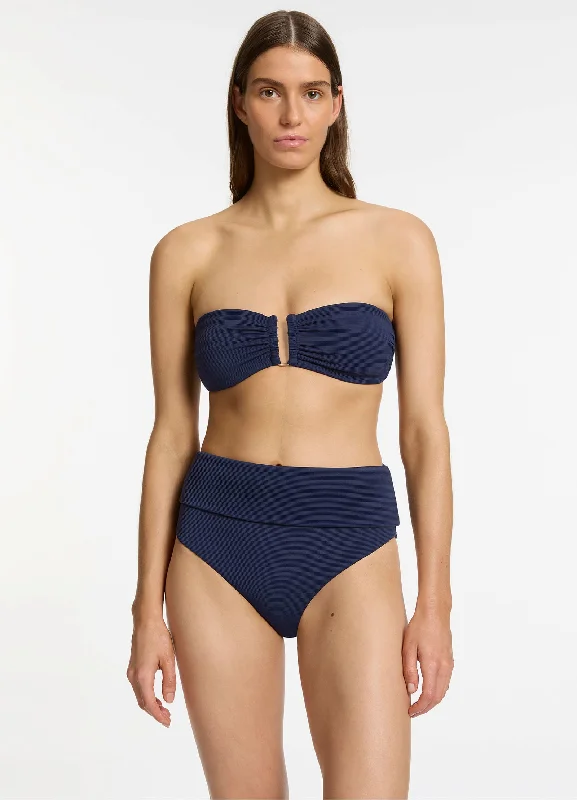 Huge Savings Isla Rib Fold Down High Waisted Bikini Bottom - Ink