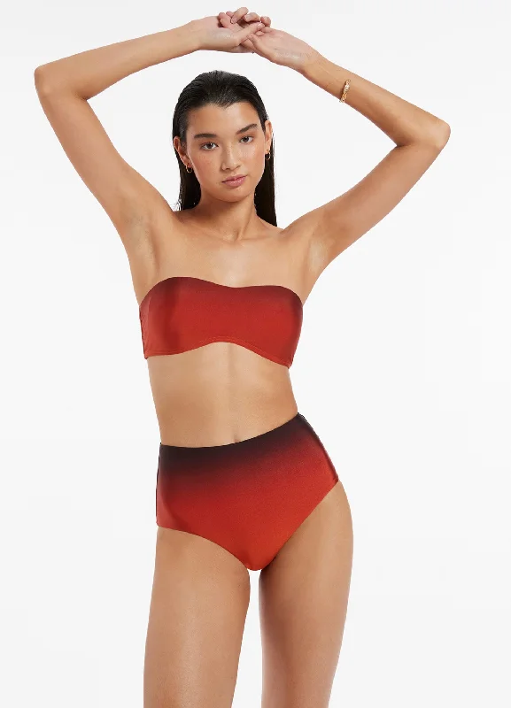 Act Fast Oia Sunset High Waist Bikini Bottom - Burnt Orange