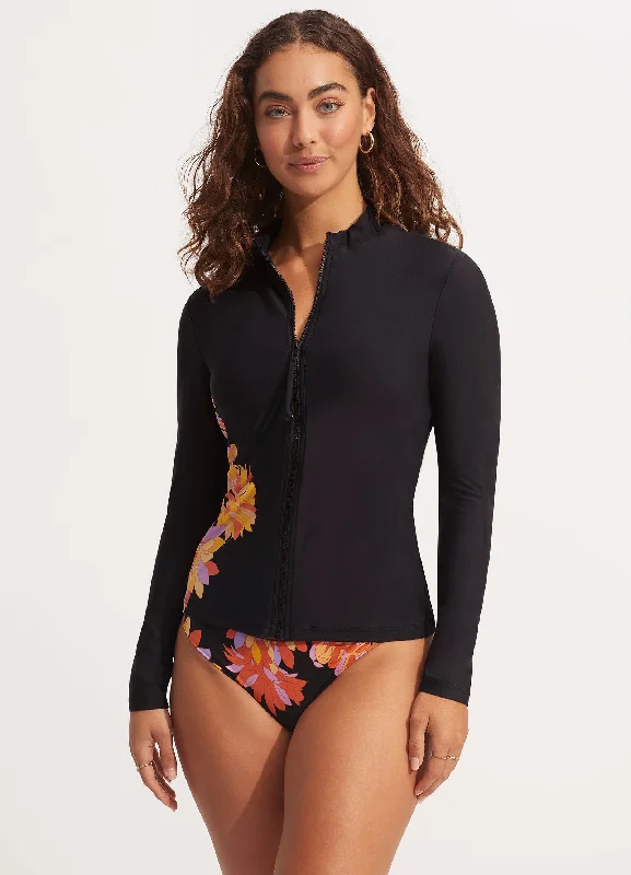 Unmissable Offer Palm Springs Long Sleeve Sunvest - Black