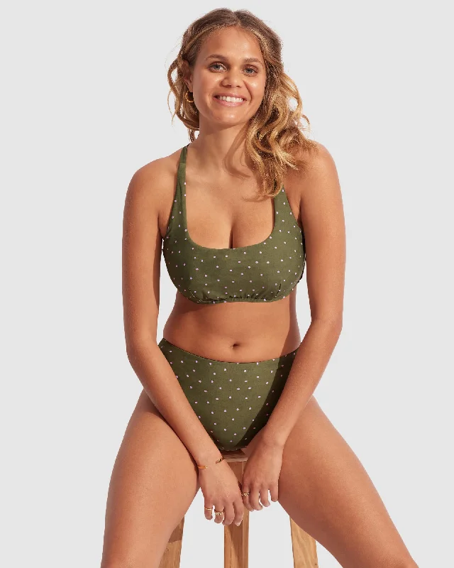 Deep Discounts Paradise Garden DD Scoop Neck Halter - Avocado Spot