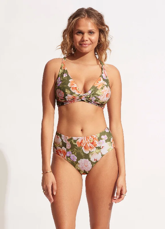 Deal Frenzy Paradise Garden High Waisted Pant - Avocado