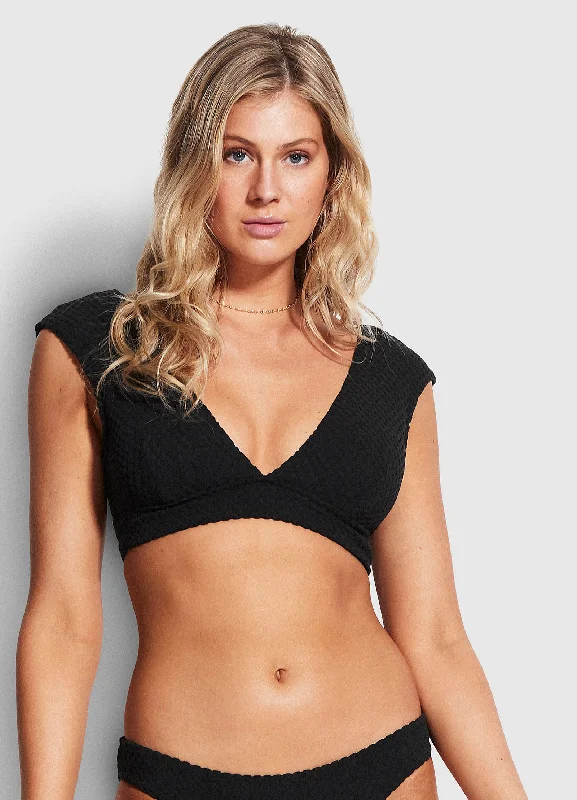 Hot Deal Riviera Cap Sleeve Top - Black
