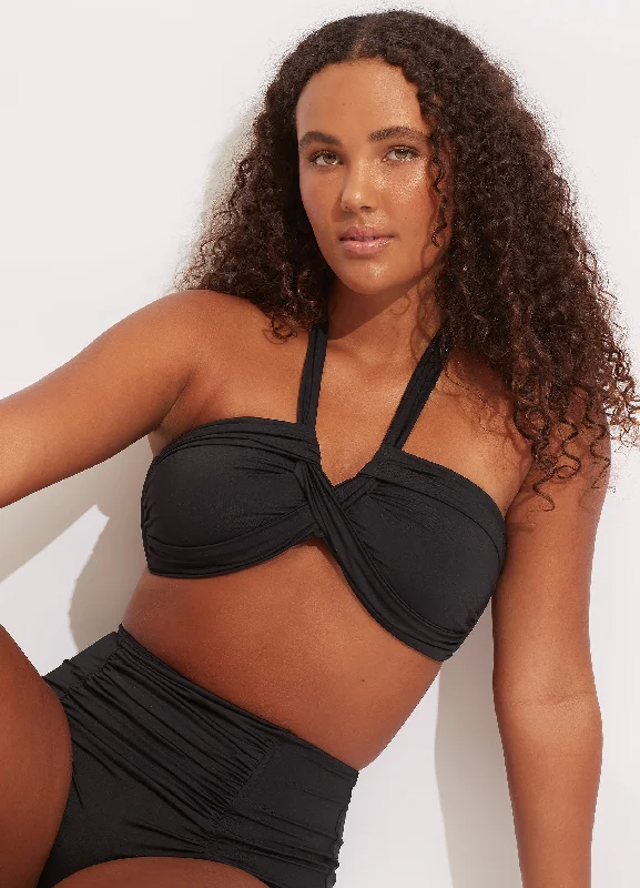 Closeout Seafolly Collective Halter Bandeau Bikini Top - Black