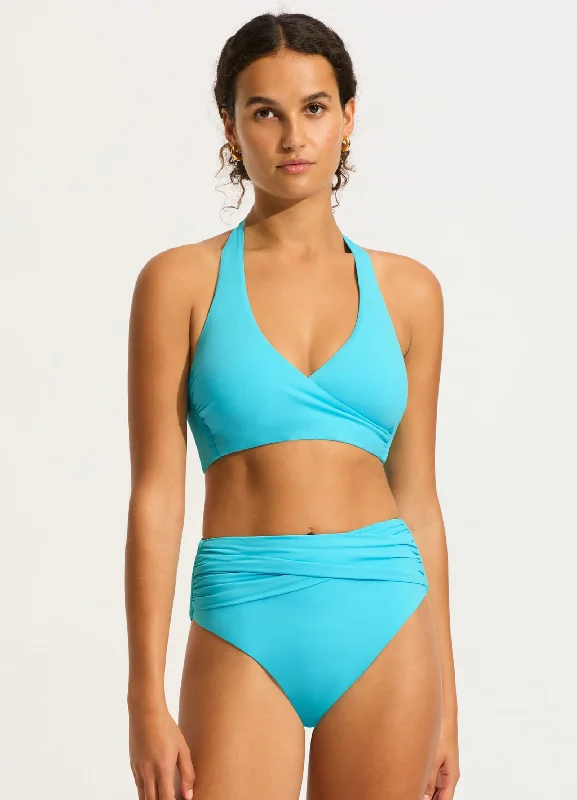 Online Specials Seafolly Collective High Waist Wrap Front Pant - Atoll Blue