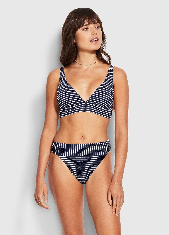 Best Bargains Seaside Stripe Banded Hi Rise Pant - True Navy
