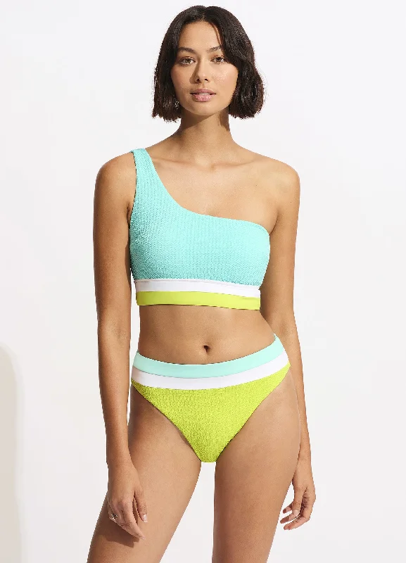 Big Discounts Slice Of Splice High Waisted Bikini Bottom - Lime Burst