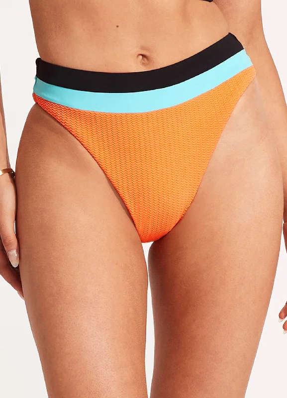 Price Smash Slice Of Splice High Waisted Bikini Bottom - Tango