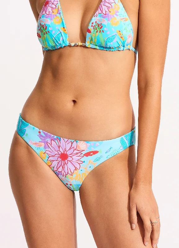 Best Deals Under The Sea Reversible Hipster Bikini Bottom - Blue Mist