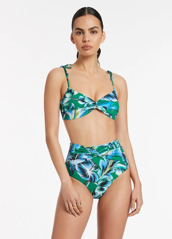 Daily Deals Viva Twist Front Bikini Bottom - Emerald